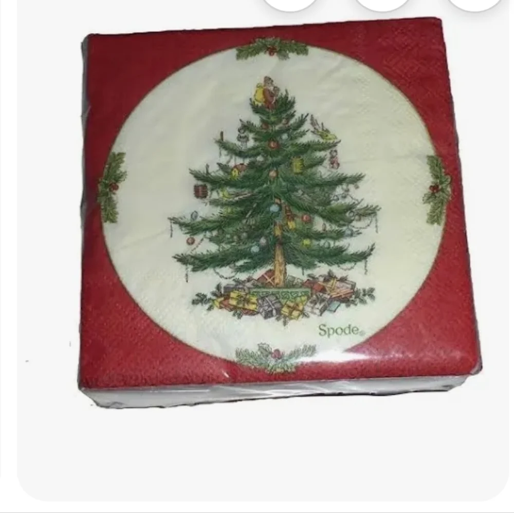 NEW Spode Christmas Tree Coated Disposable Plates & Napkins set 8 place settings